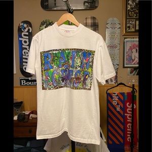 Vintage single stitch rainforest epic neon graphic
